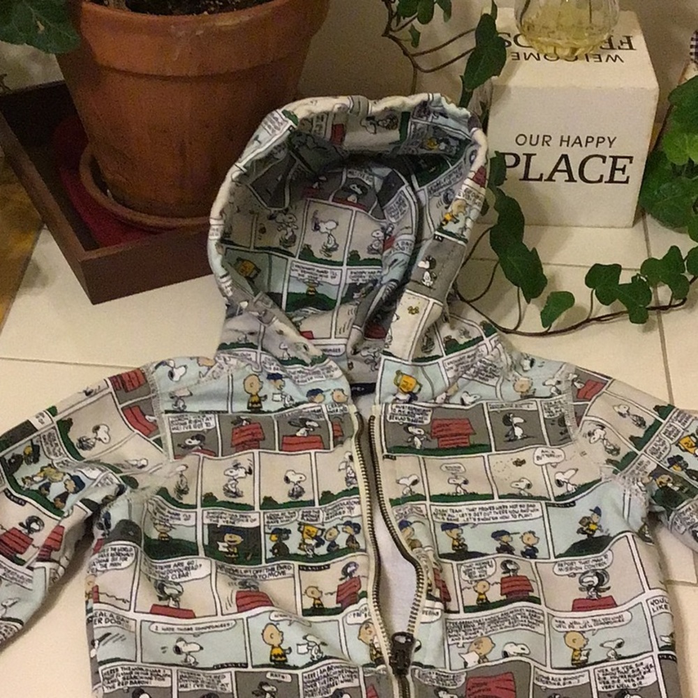 ‘Baby Gap+Peanuts’ Zip-Up Fleece Hooded Jacket